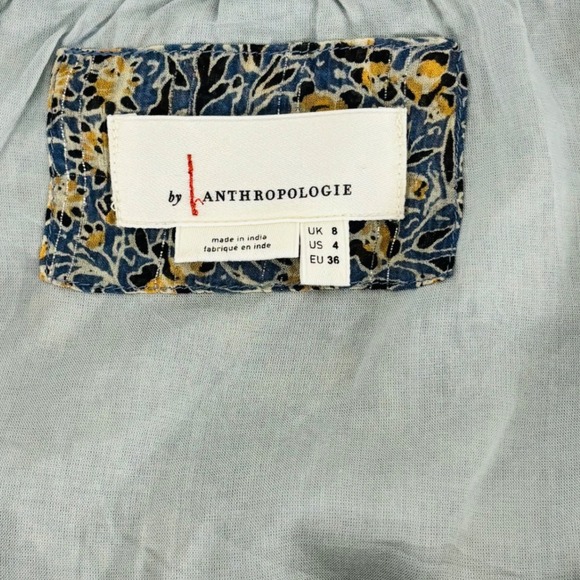 Anthropologie Kira Floral Off The Shoulder Tiered Midi Dress Blue Yellow Size 4 - Picture 7 of 10